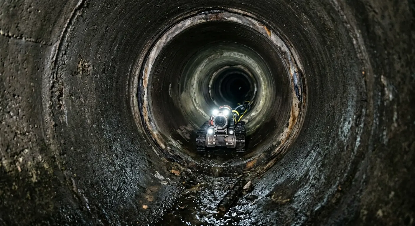 Robotic sewer camera inspecting pipe interior for Sewer Line Cleaning in Avon Lake